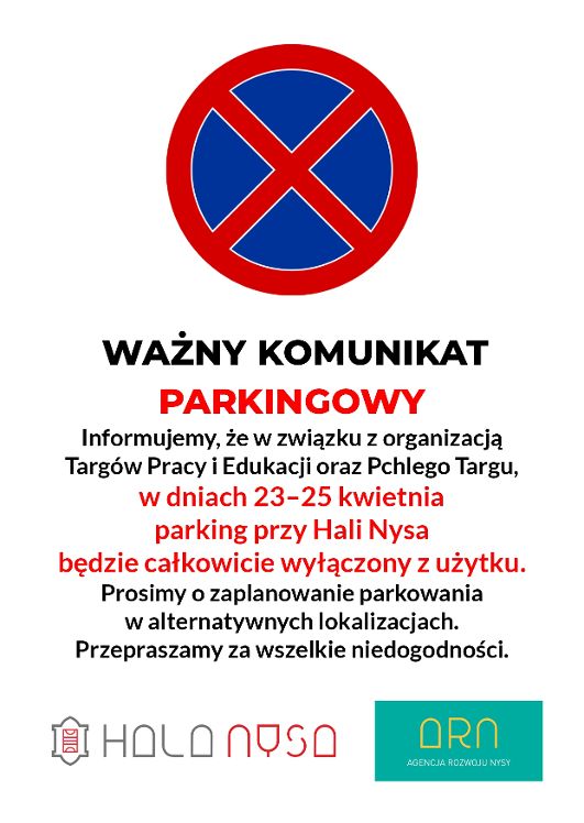 PARKING NIECZYNNY W DNIACH 23-25 KWIETNIA
